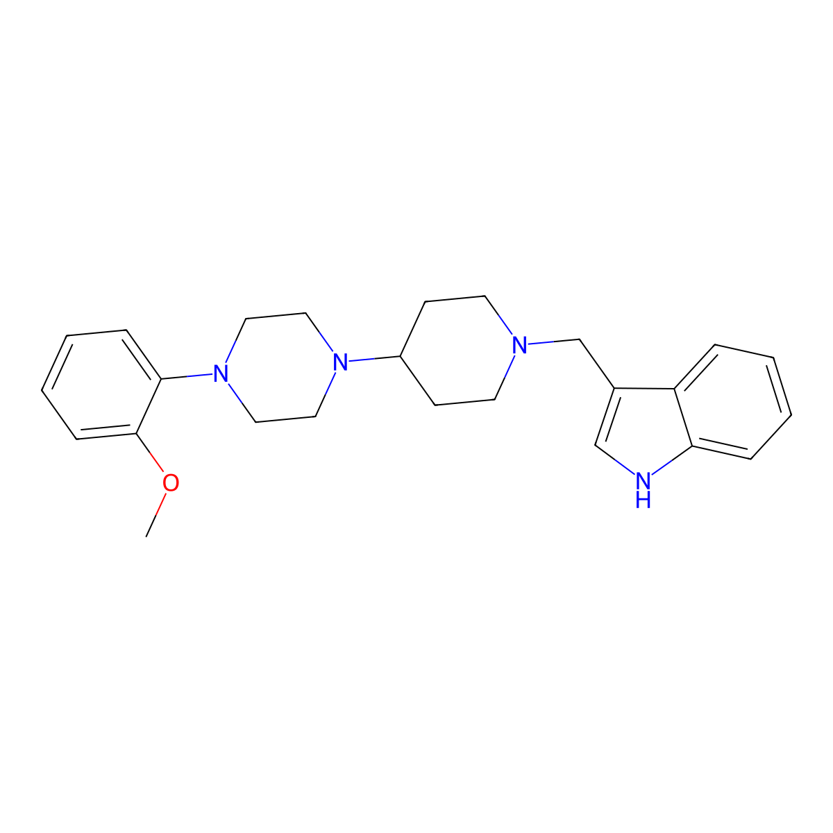 3-({4-[4-(2-methoxyphenyl)piperazin-1-yl]piperidin-1-yl}methyl)-1H-indole molecular structure, CAS 431926-34-0