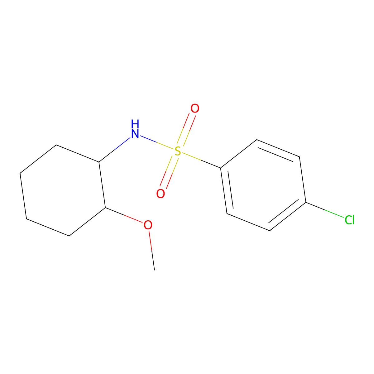 4-chloro-N-(2-methoxycyclohexyl)benzenesulfonamide molecular structure, CAS 431926-50-0