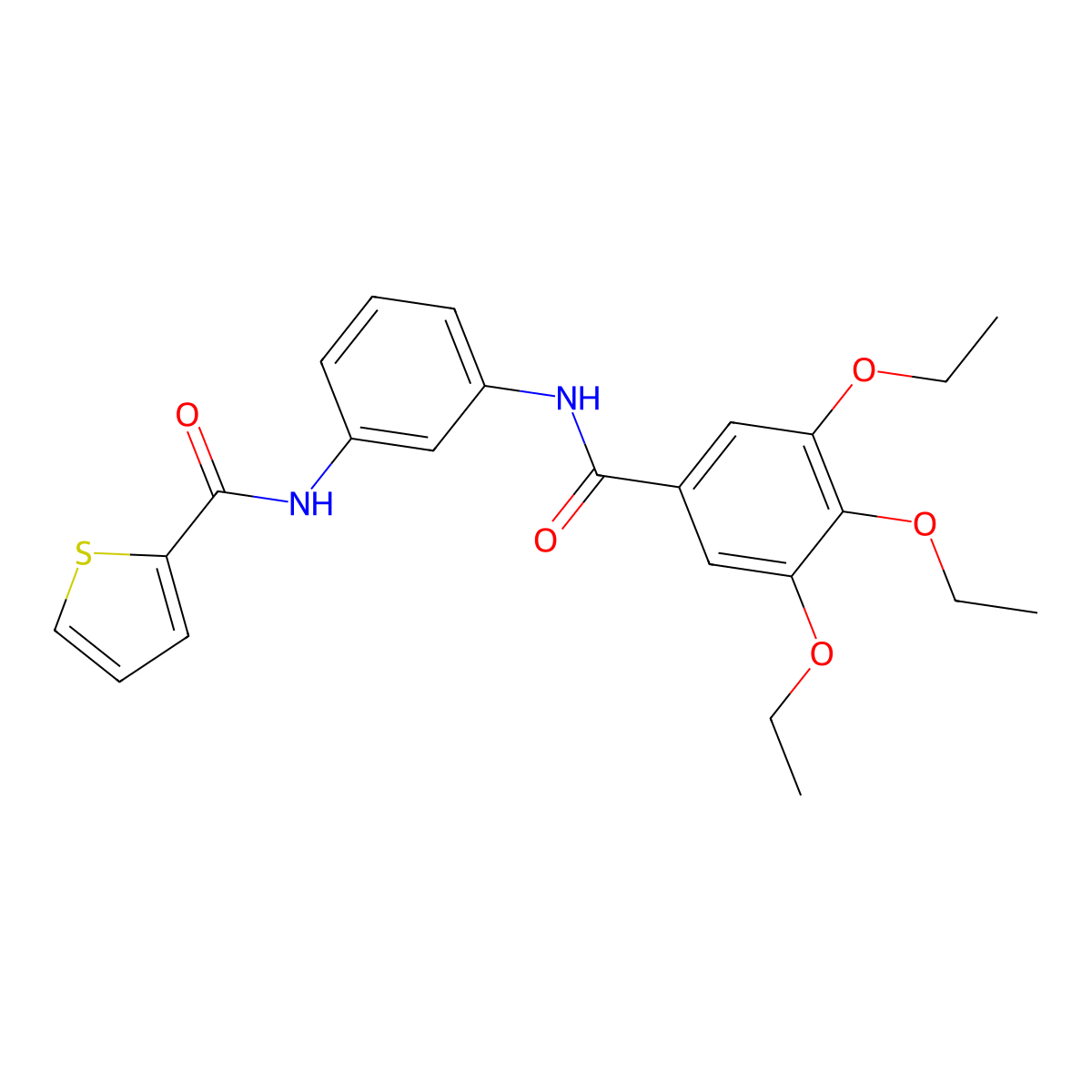 N-[3-[(3,4,5-triethoxybenzoyl)amino]phenyl]thiophene-2-carboxamide molecular structure, CAS 431926-60-2