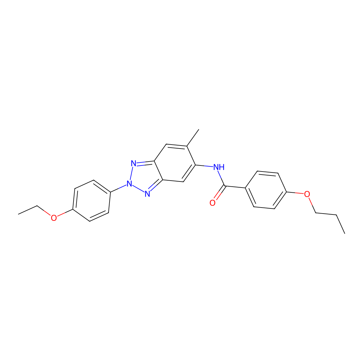 N-[2-(4-ethoxyphenyl)-6-methylbenzotriazol-5-yl]-4-propoxybenzamide molecular structure, CAS 431927-37-6