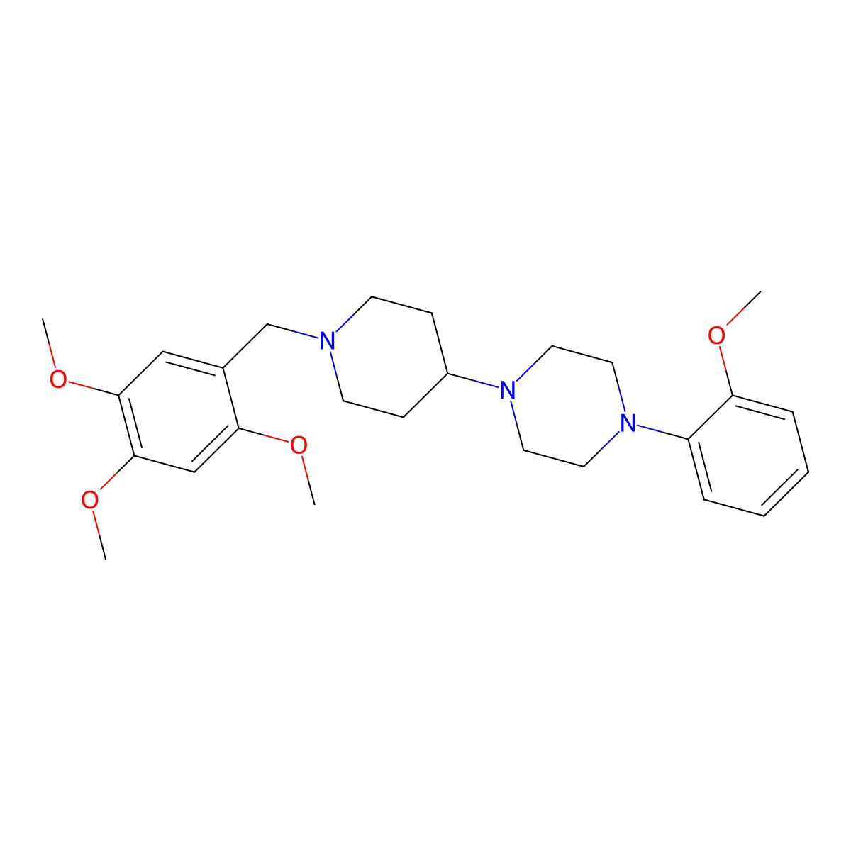 1-(2-Methoxyphenyl)-4-[1-[(2,4,5-trimethoxyphenyl)methyl]piperidin-4-yl]piperazine molecular structure, CAS 431927-43-4