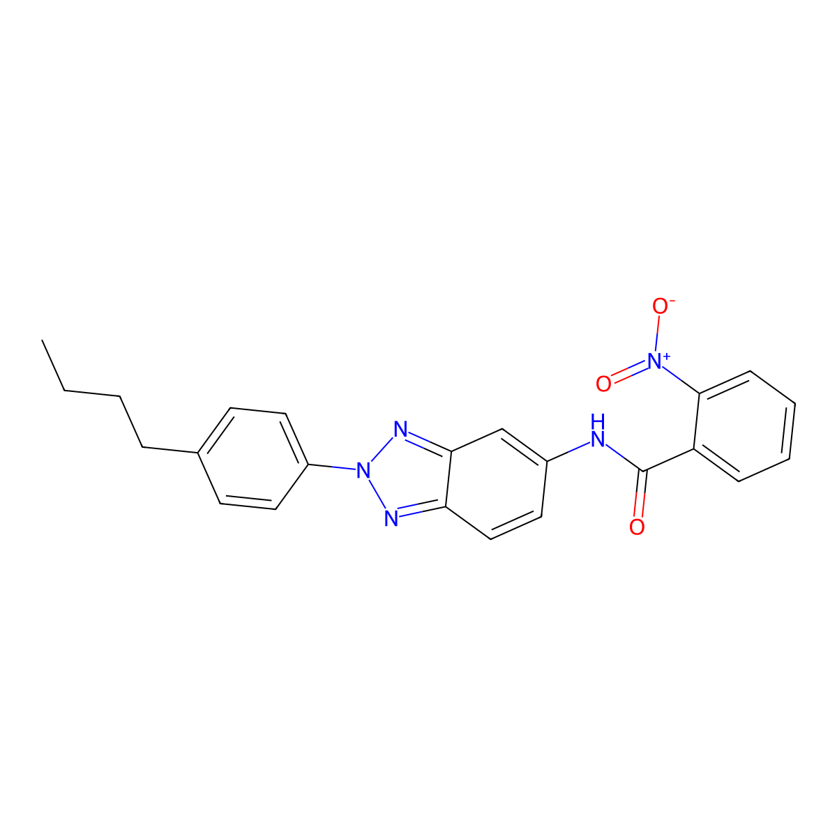 N-[2-(4-butylphenyl)benzotriazol-5-yl]-2-nitrobenzamide molecular structure, CAS 431927-65-0