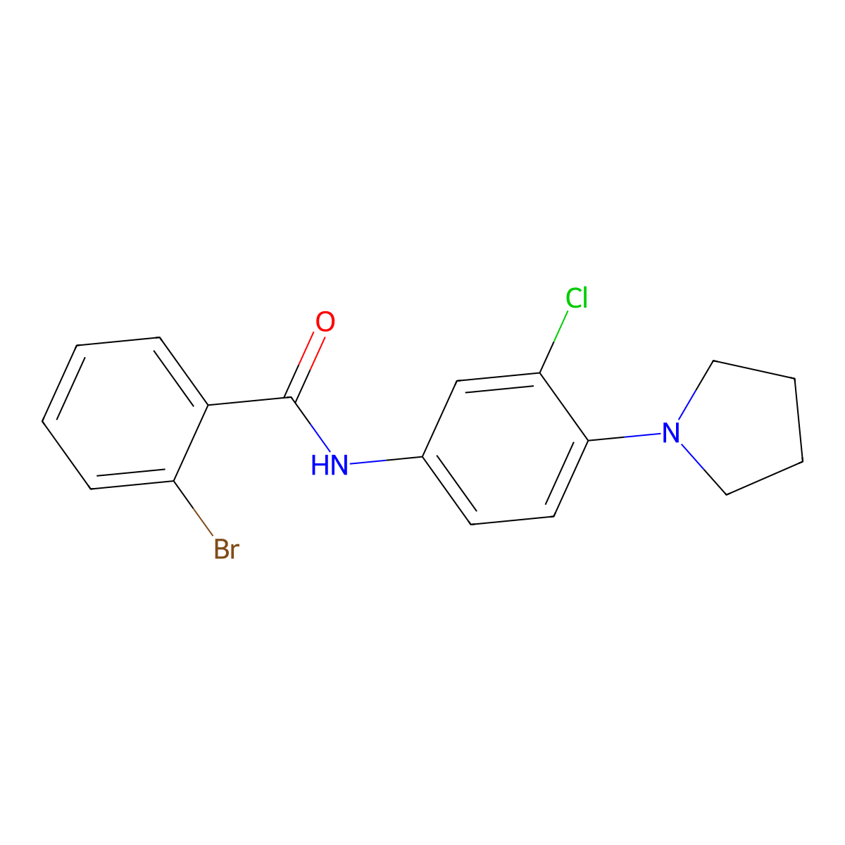 2-bromo-N-(3-chloro-4-pyrrolidin-1-ylphenyl)benzamide molecular structure, CAS 431927-75-2