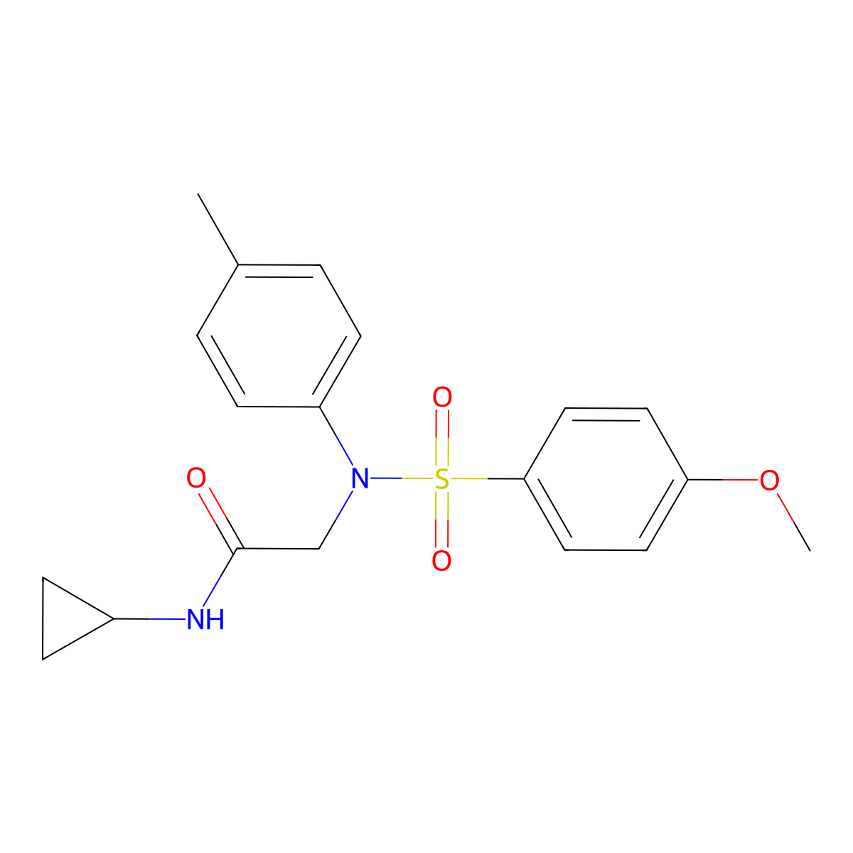 N-cyclopropyl-2-(N-(4-methoxyphenyl)sulfonyl-4-methylanilino)acetamide molecular structure, CAS 431927-78-5