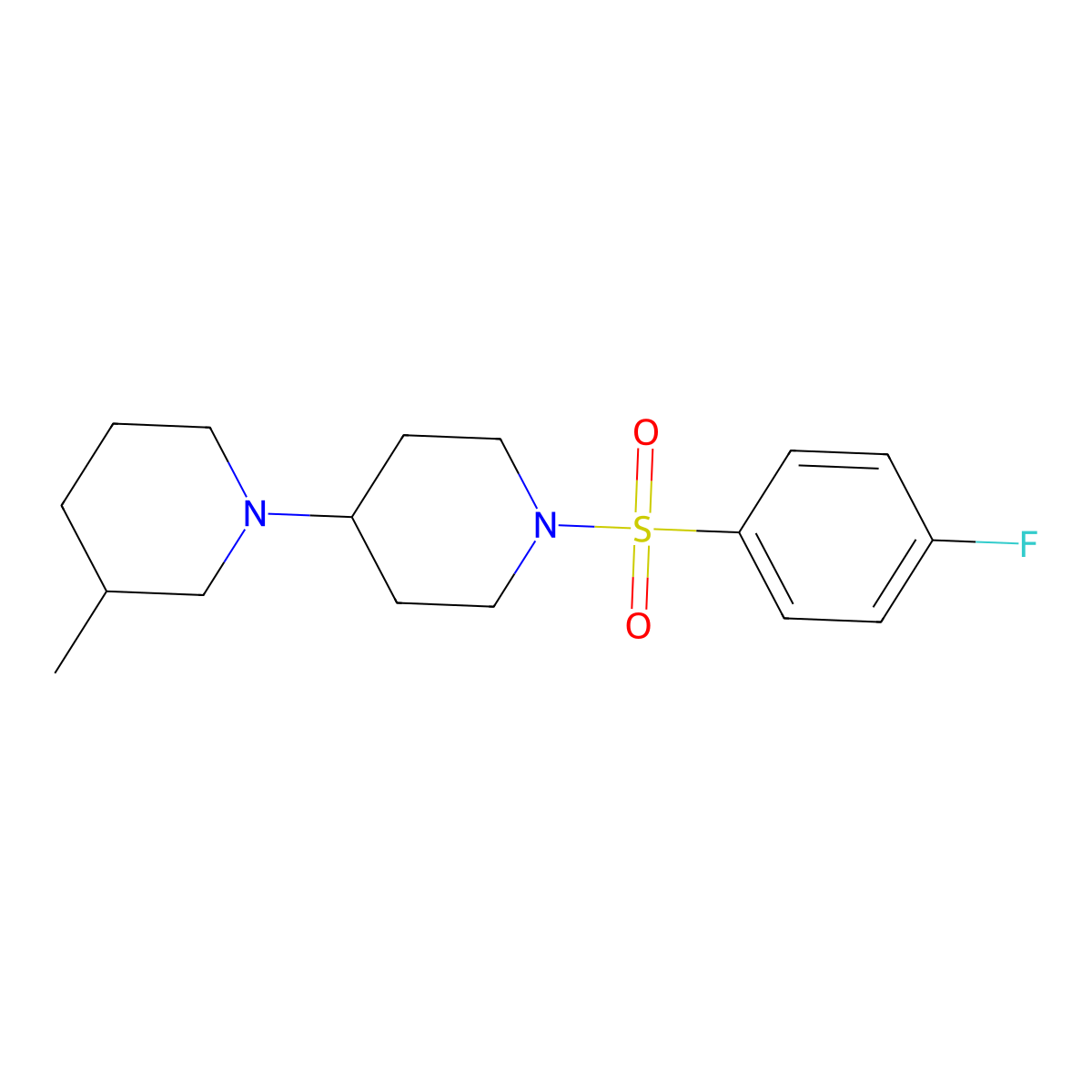 1-[1-(4-Fluorophenyl)sulfonylpiperidin-4-yl]-3-methylpiperidine molecular structure, CAS 431927-84-3