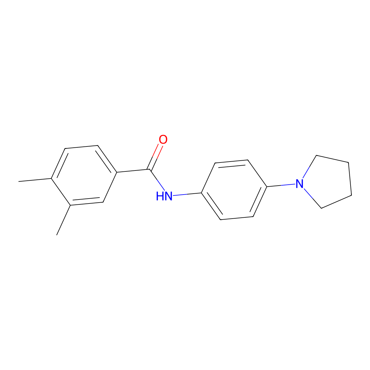 3,4-dimethyl-N-(4-pyrrolidin-1-ylphenyl)benzamide molecular structure, CAS 431927-98-9