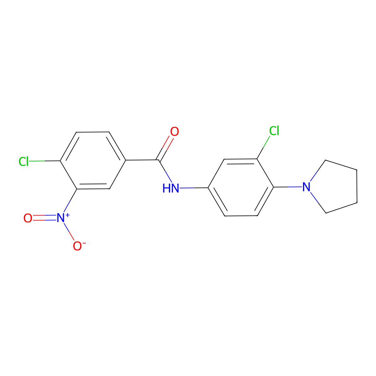 4-chloro-N-(3-chloro-4-pyrrolidin-1-ylphenyl)-3-nitrobenzamide molecular structure, CAS 431928-04-0