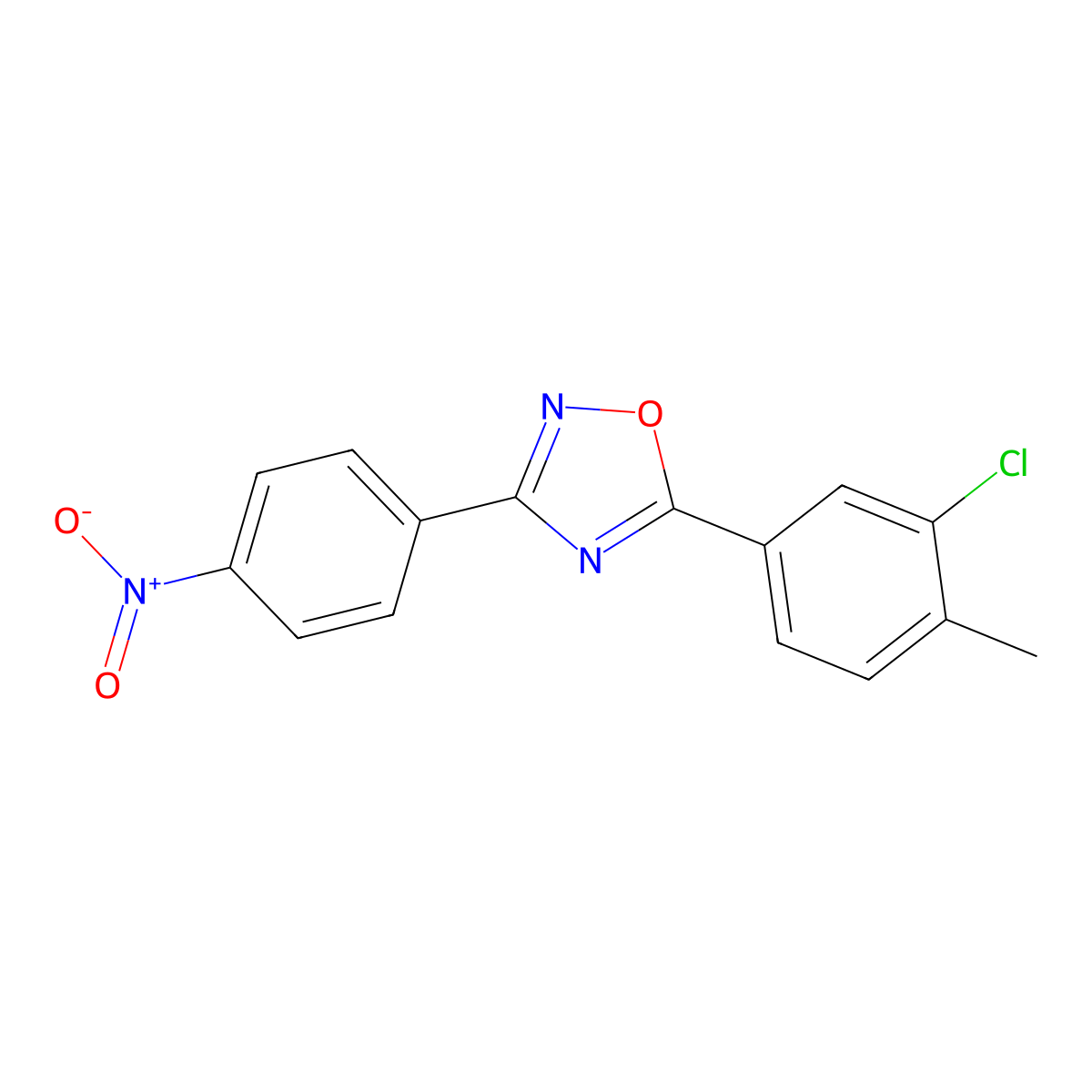 5-(3-Chloro-4-methylphenyl)-3-(4-nitrophenyl)-1,2,4-oxadiazole molecular structure, CAS 431928-12-0