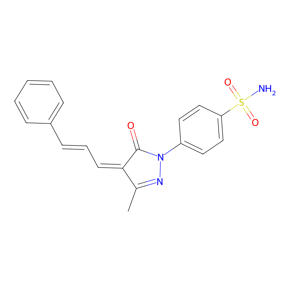 4-(3-Methyl-5-oxo-4-(3-phenylallylidene)-4,5-dihydro-1H-pyrazol-1-yl)benzenesulfonamide molecular structure, CAS 431928-54-0