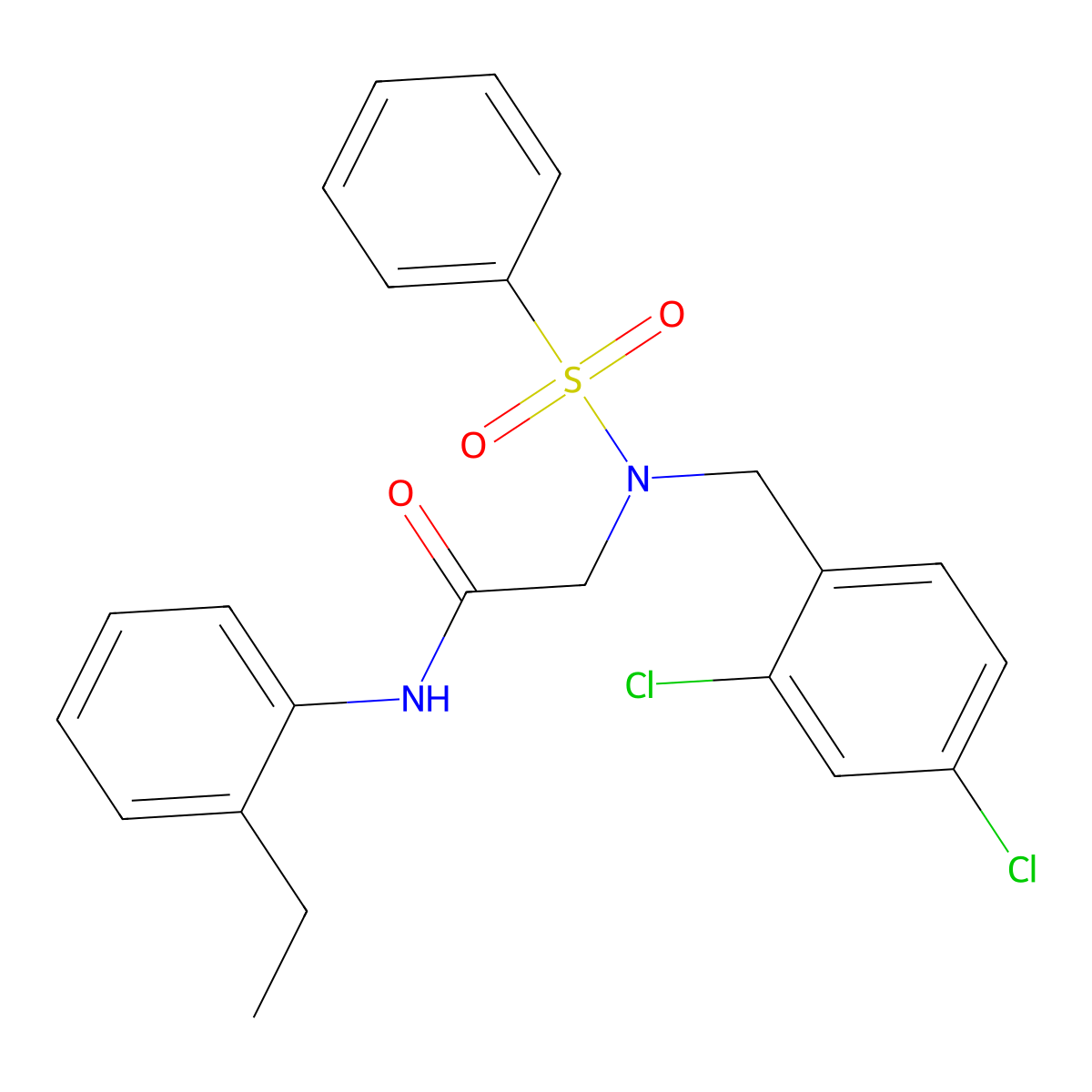 2-[benzenesulfonyl-[(2,4-dichlorophenyl)methyl]amino]-N-(2-ethylphenyl)acetamide molecular structure, CAS 431928-72-2