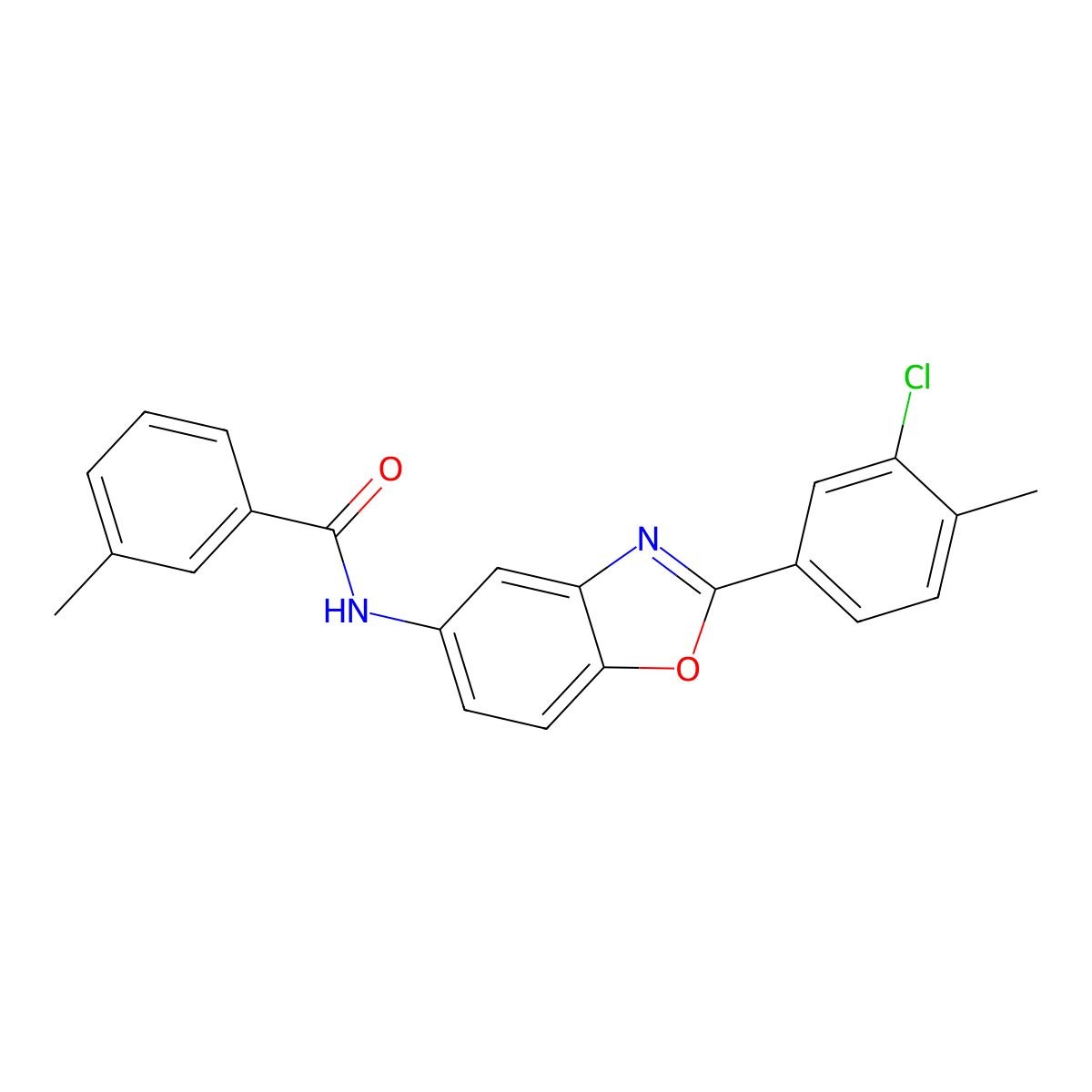 N-[2-(3-chloro-4-methylphenyl)-1,3-benzoxazol-5-yl]-3-methylbenzamide molecular structure, CAS 431928-77-7