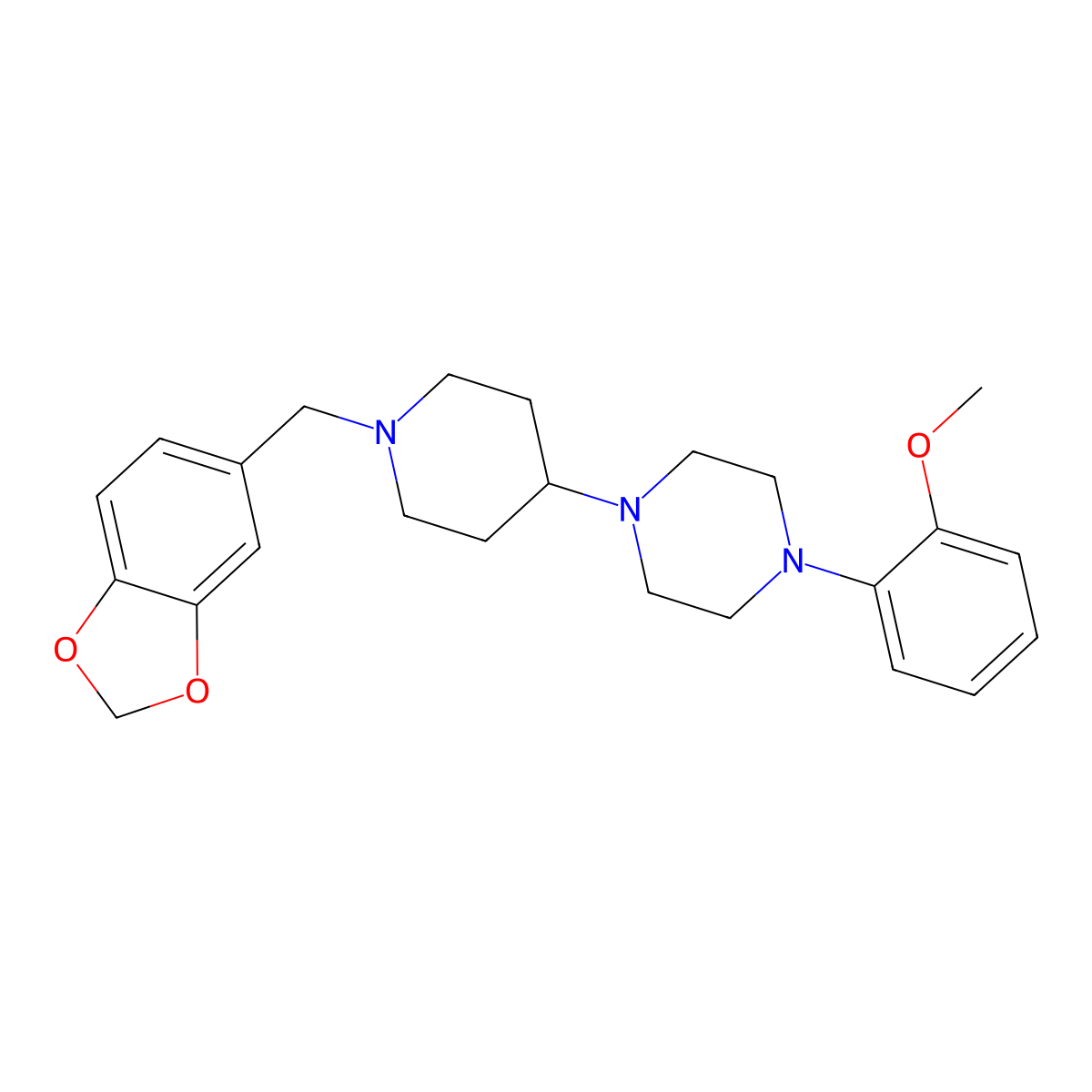 1-[1-(1,3-Benzodioxol-5-ylmethyl)piperidin-4-yl]-4-(2-methoxyphenyl)piperazine molecular structure, CAS 431929-08-7