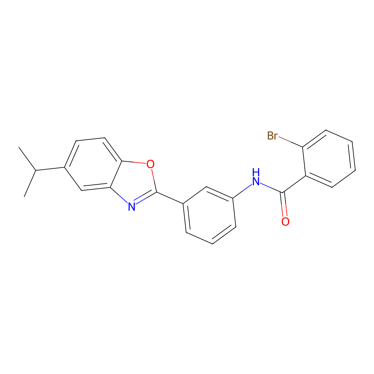 2-bromo-N-{3-[5-(propan-2-yl)-1,3-benzoxazol-2-yl]phenyl}benzamide molecular structure, CAS 431929-35-0
