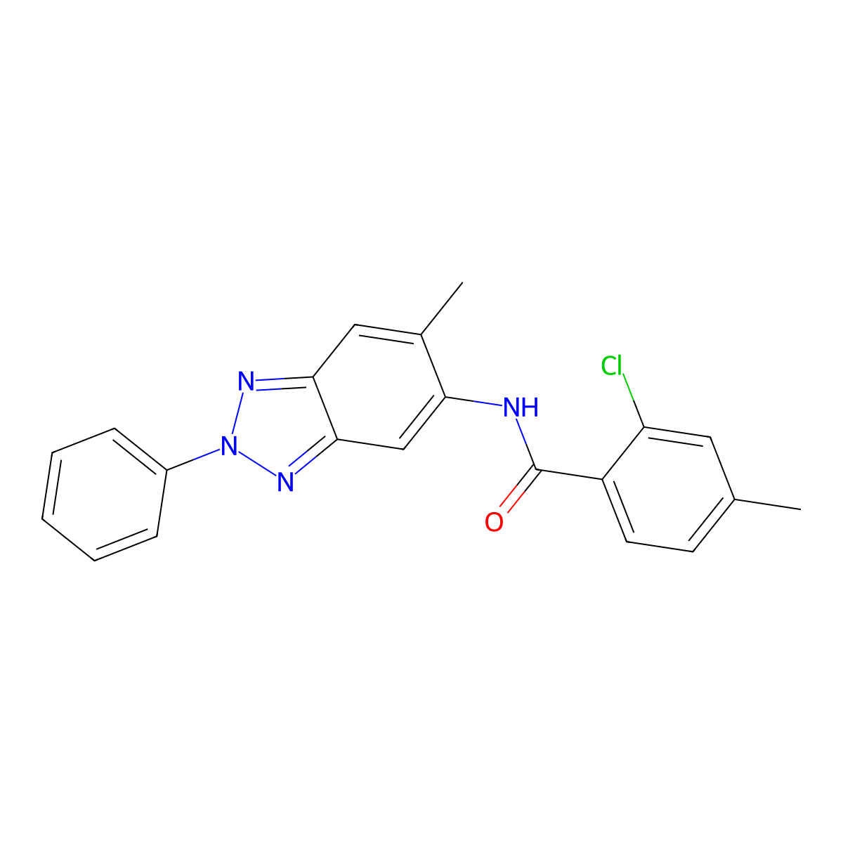 2-chloro-4-methyl-N-(6-methyl-2-phenylbenzotriazol-5-yl)benzamide molecular structure, CAS 431929-37-2