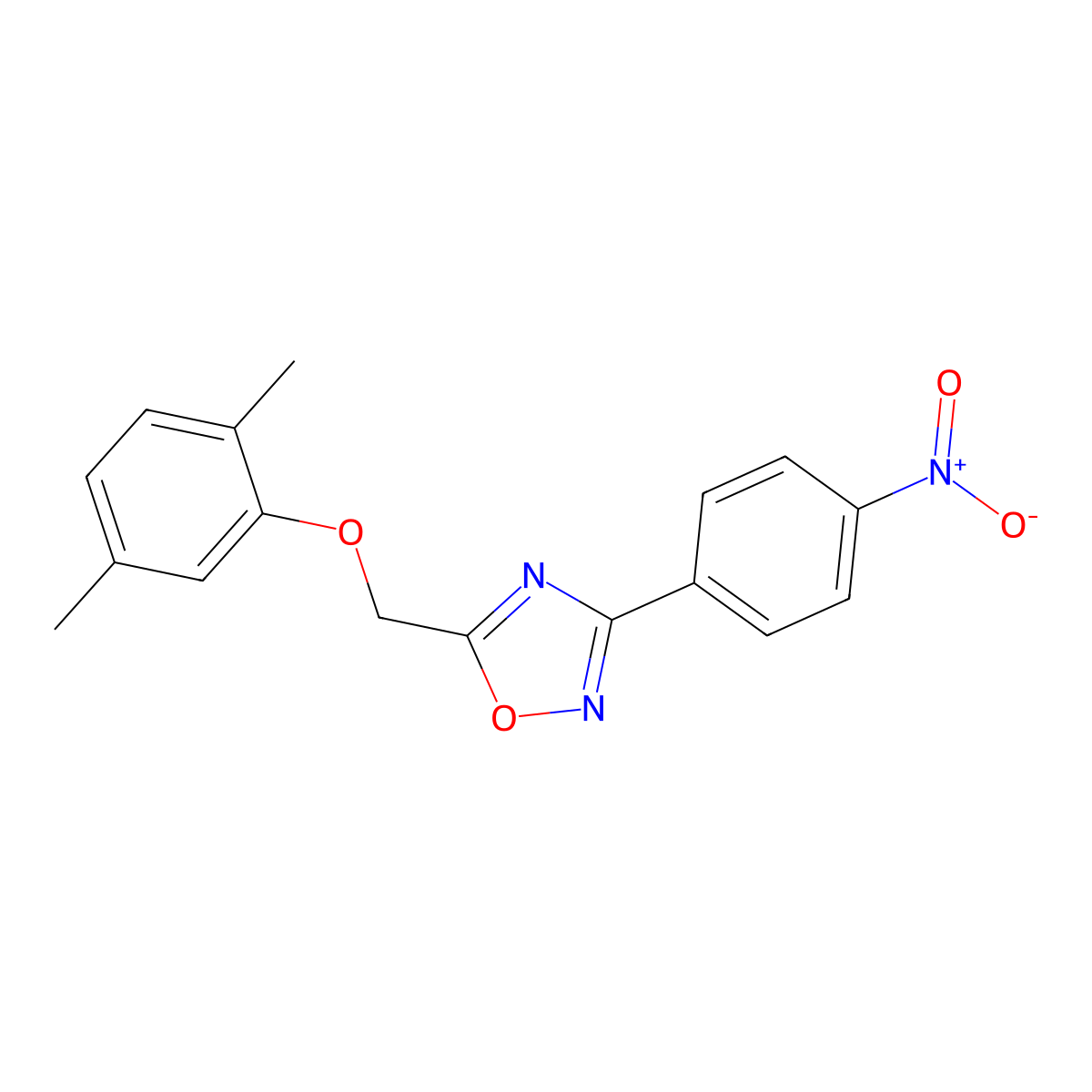 5-[(2,5-Dimethylphenoxy)methyl]-3-(4-nitrophenyl)-1,2,4-oxadiazole molecular structure, CAS 431929-41-8