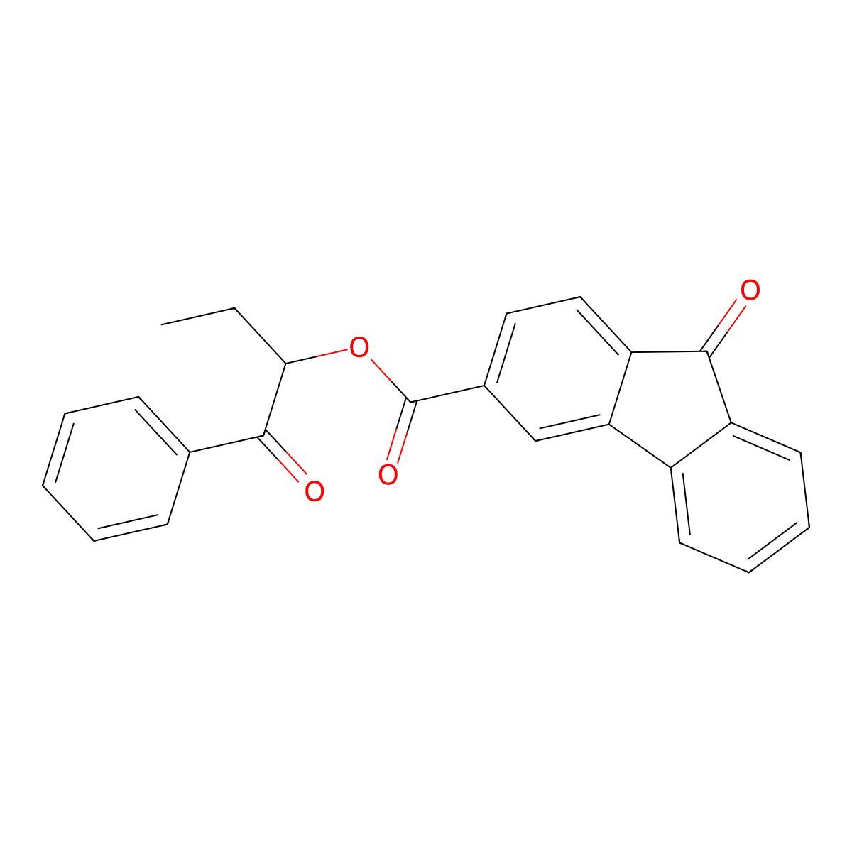 1-benzoylpropyl 9-oxo-9H-fluorene-3-carboxylate molecular structure, CAS 431929-47-4