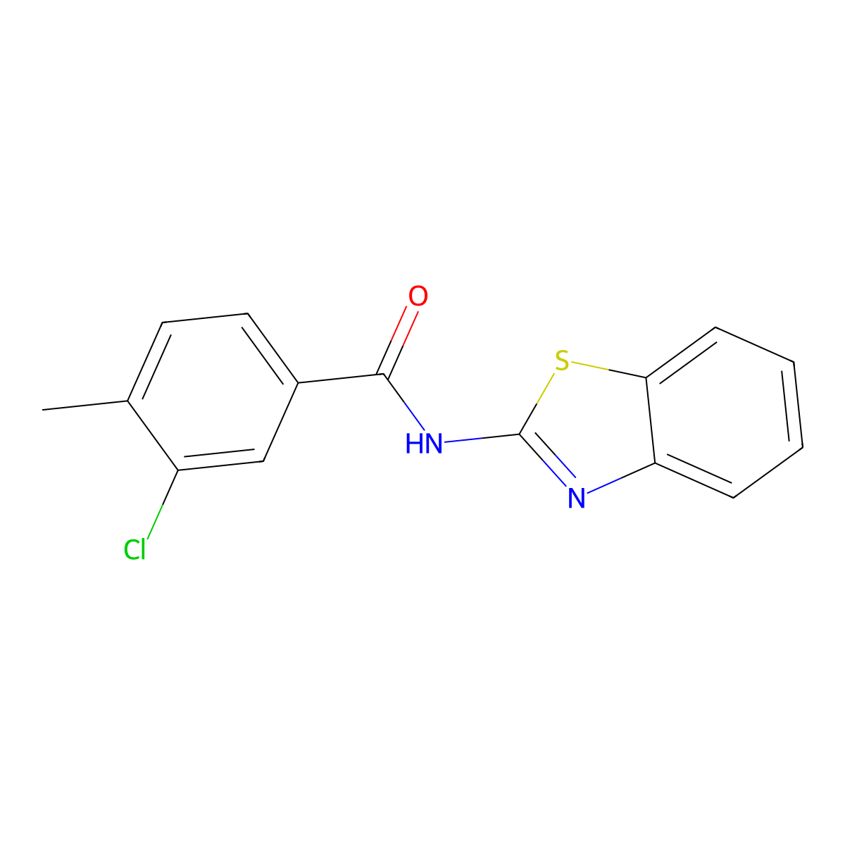 N-(1,3-benzothiazol-2-yl)-3-chloro-4-methylbenzamide molecular structure, CAS 431929-55-4