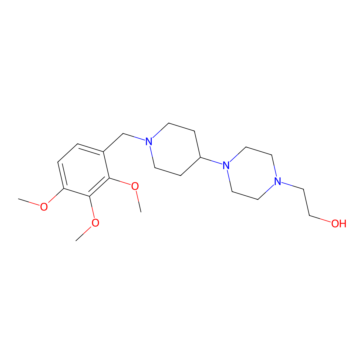 2-[4-[1-[(2,3,4-Trimethoxyphenyl)methyl]piperidin-4-yl]piperazin-1-yl]ethanol molecular structure, CAS 431929-70-3