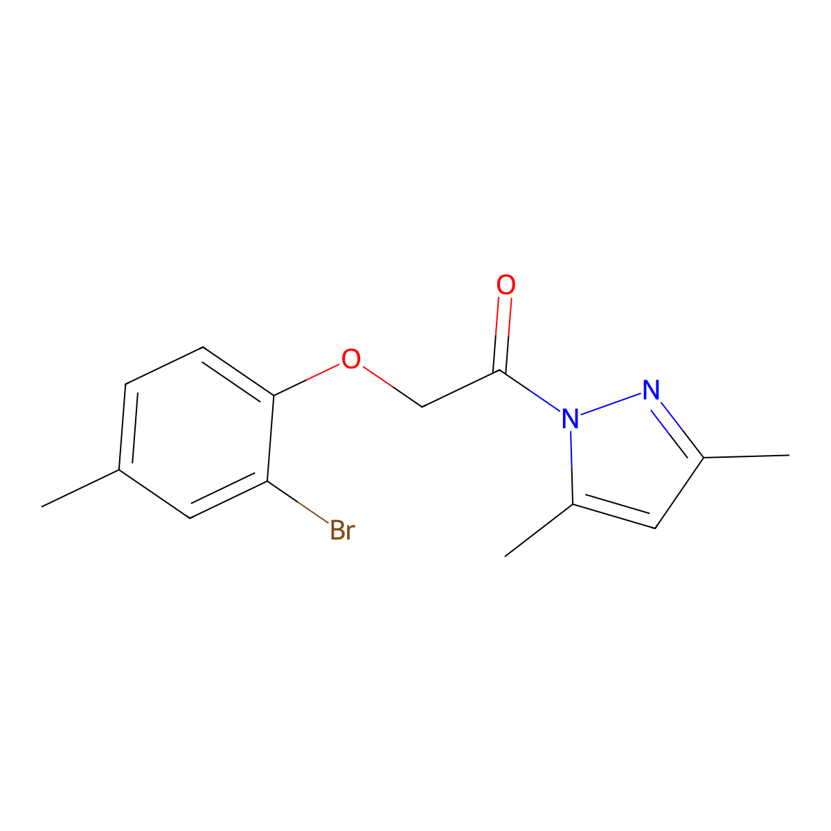 1-[(2-bromo-4-methylphenoxy)acetyl]-3,5-dimethyl-1H-pyrazole molecular structure, CAS 431929-73-6