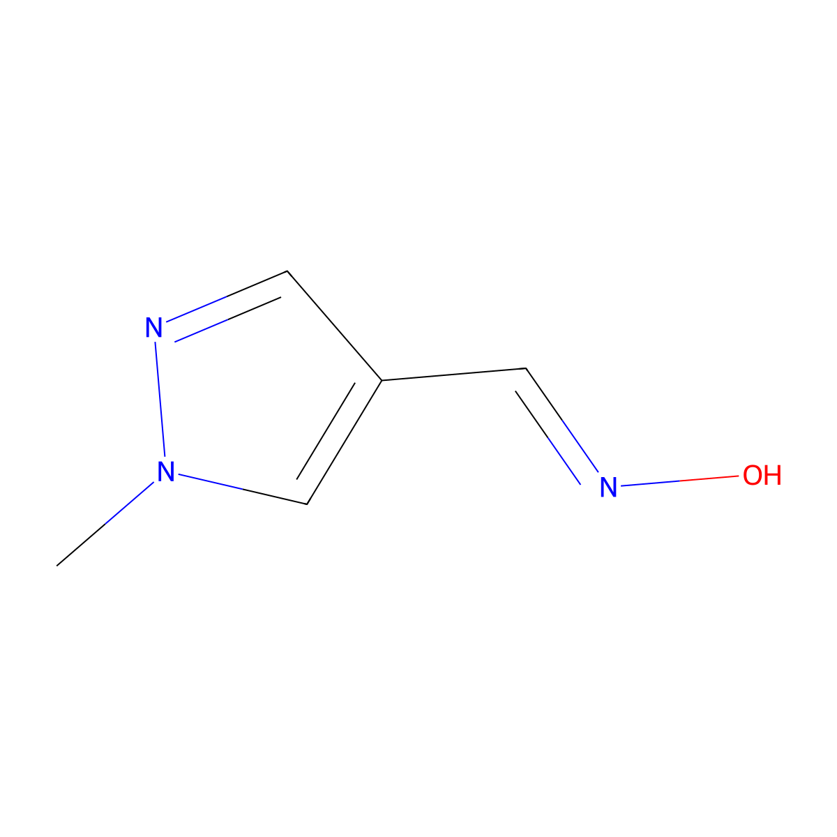 N-[(1-methylpyrazol-4-yl)methylidene]hydroxylamine molecular structure, CAS 43193-15-3