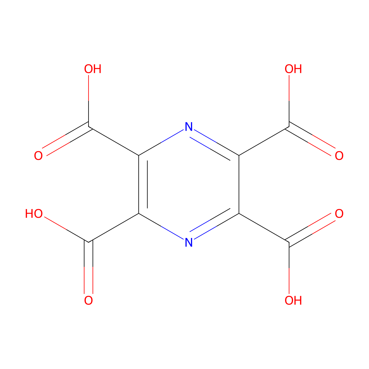 Pyrazinetetracarboxylic acid molecular structure, CAS 43193-60-8