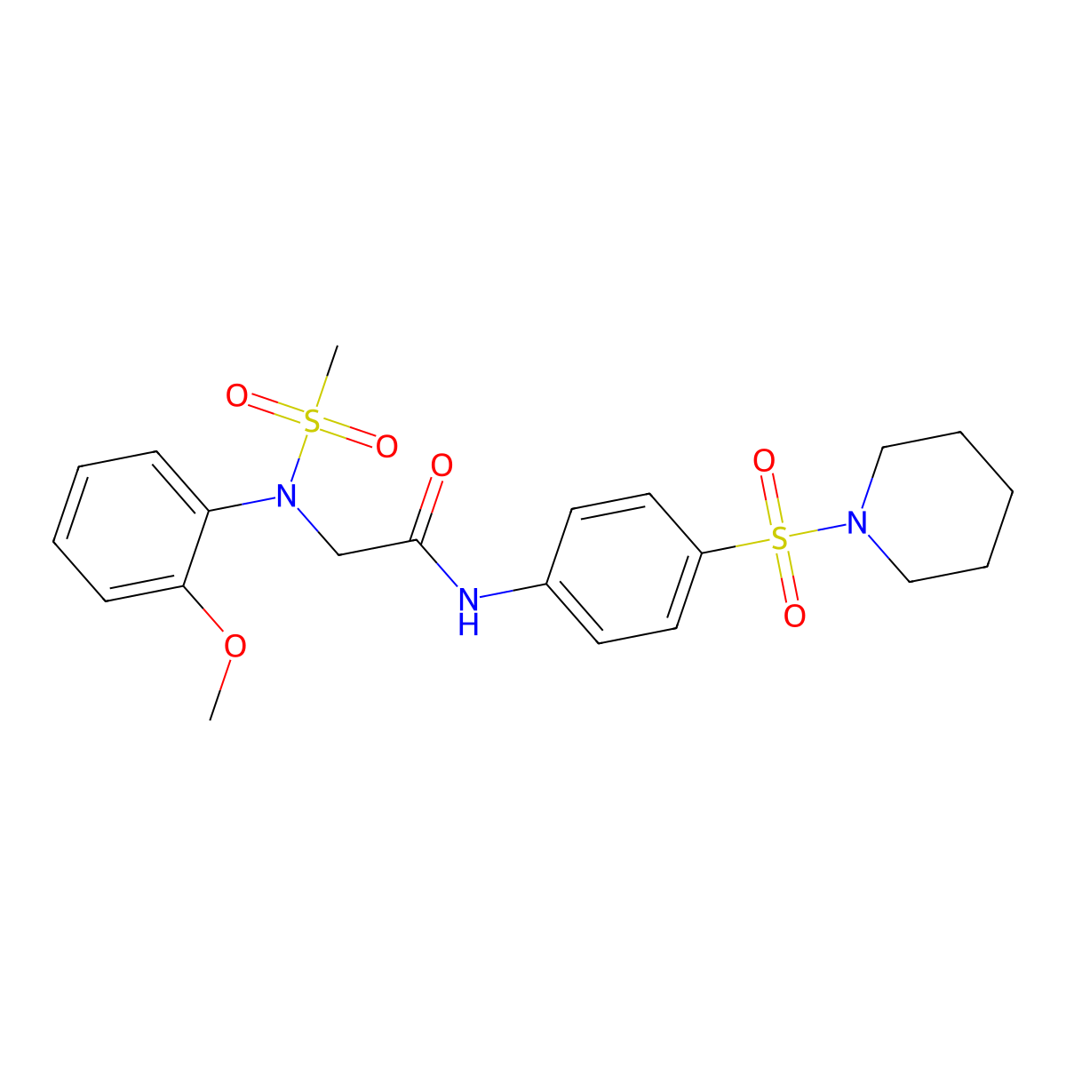 2-[Methanesulfonyl-(2-methoxy-phenyl)-amino]-N-[4-(piperidine-1-sulfonyl)-phenyl]-acetamide molecular structure, CAS 431930-15-3