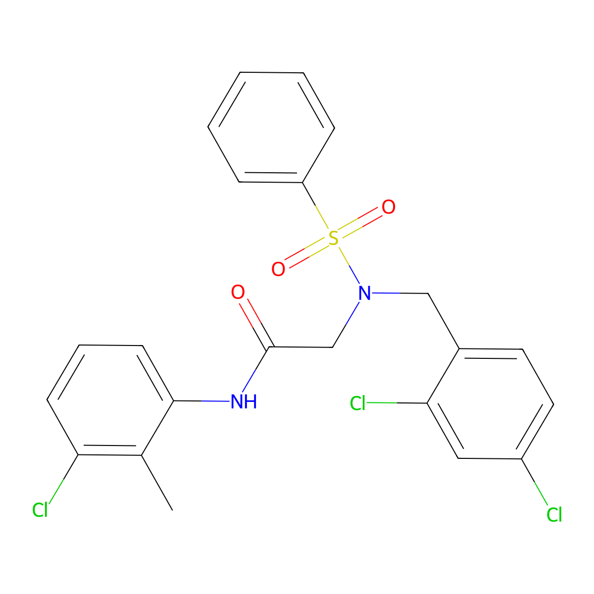 2-[benzenesulfonyl-[(2,4-dichlorophenyl)methyl]amino]-N-(3-chloro-2-methylphenyl)acetamide molecular structure, CAS 431930-18-6