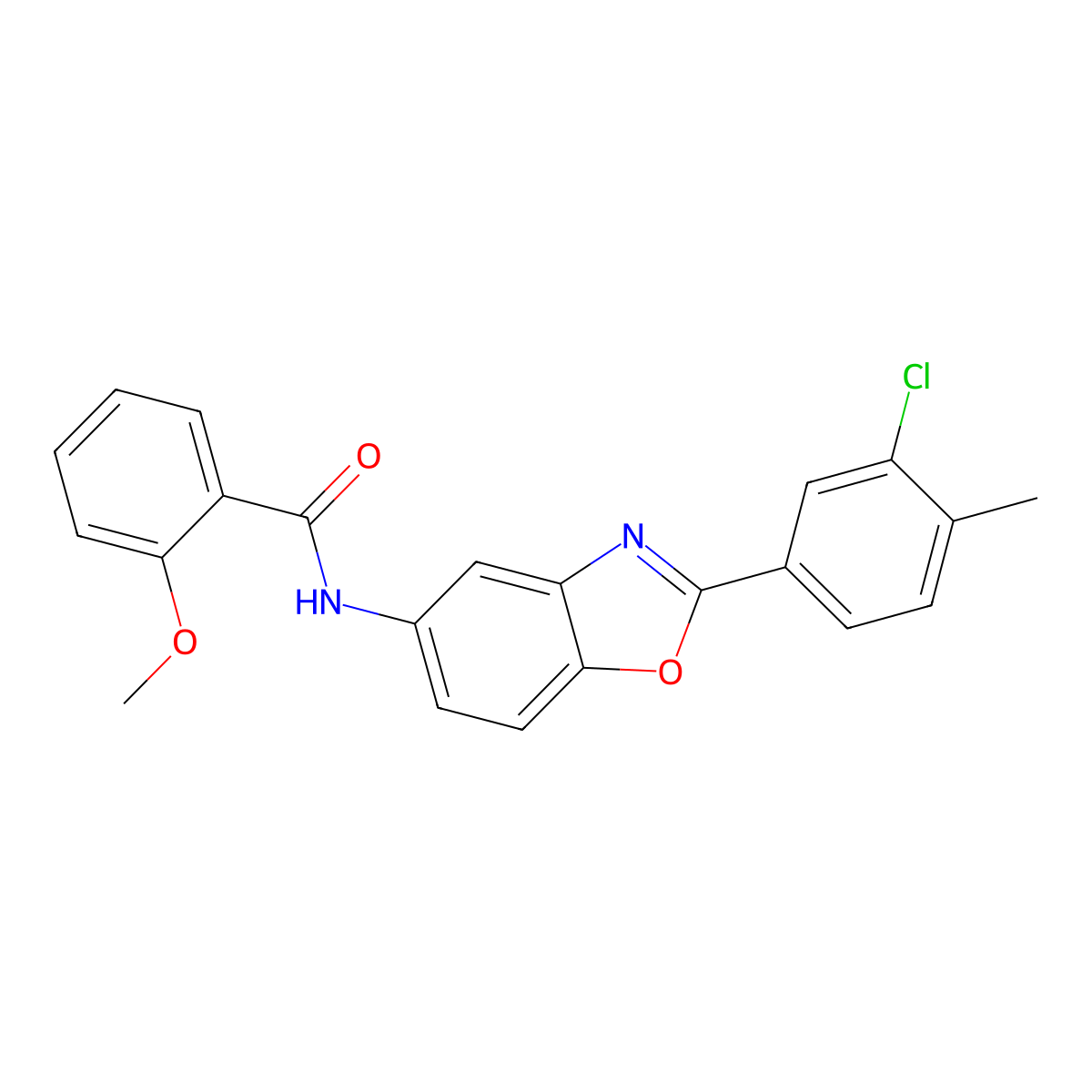 N-[2-(3-chloro-4-methylphenyl)-1,3-benzoxazol-5-yl]-2-methoxybenzamide molecular structure, CAS 431930-30-2