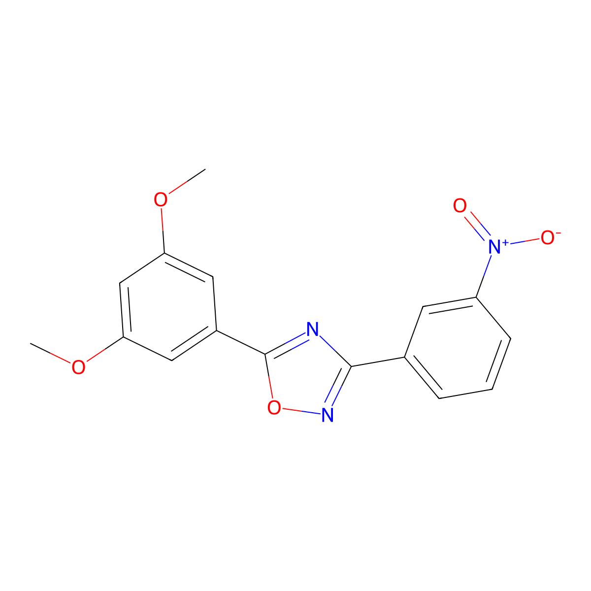 5-(3,5-Dimethoxyphenyl)-3-(3-nitrophenyl)-1,2,4-oxadiazole molecular structure, CAS 431930-31-3