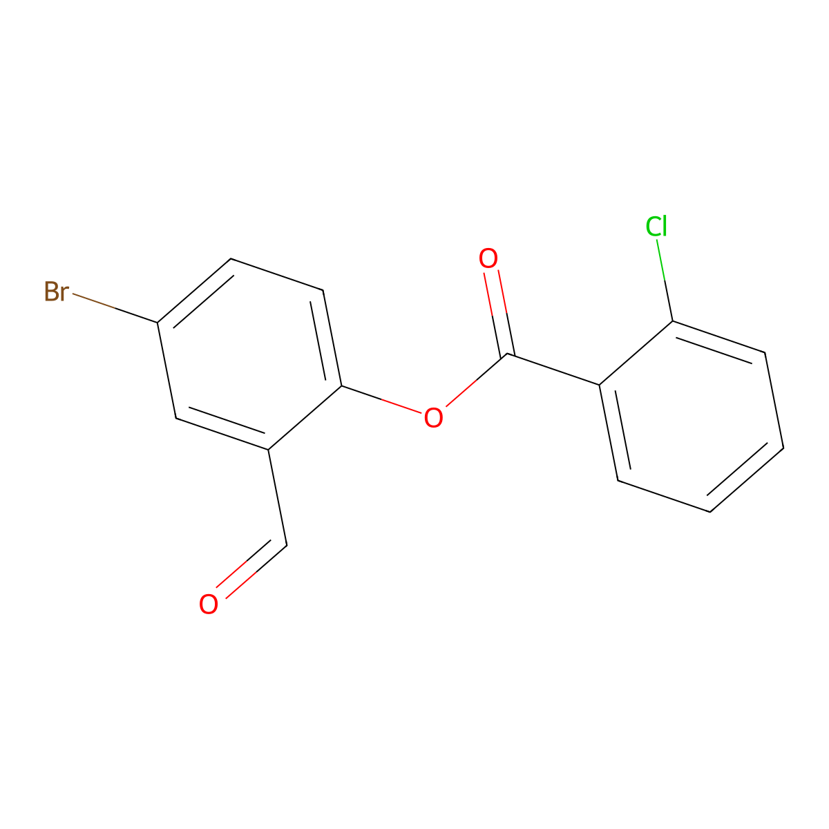 4-Bromo-2-formylphenyl 2-chlorobenzoate molecular structure, CAS 431930-34-6