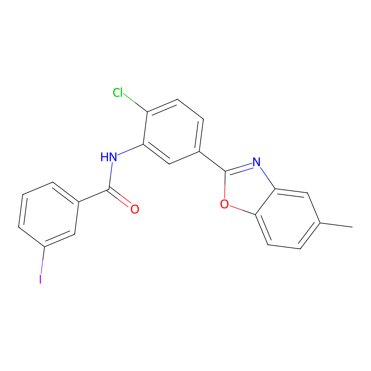 N-[2-chloro-5-(5-methyl-1,3-benzoxazol-2-yl)phenyl]-3-iodobenzamide molecular structure, CAS 431930-39-1
