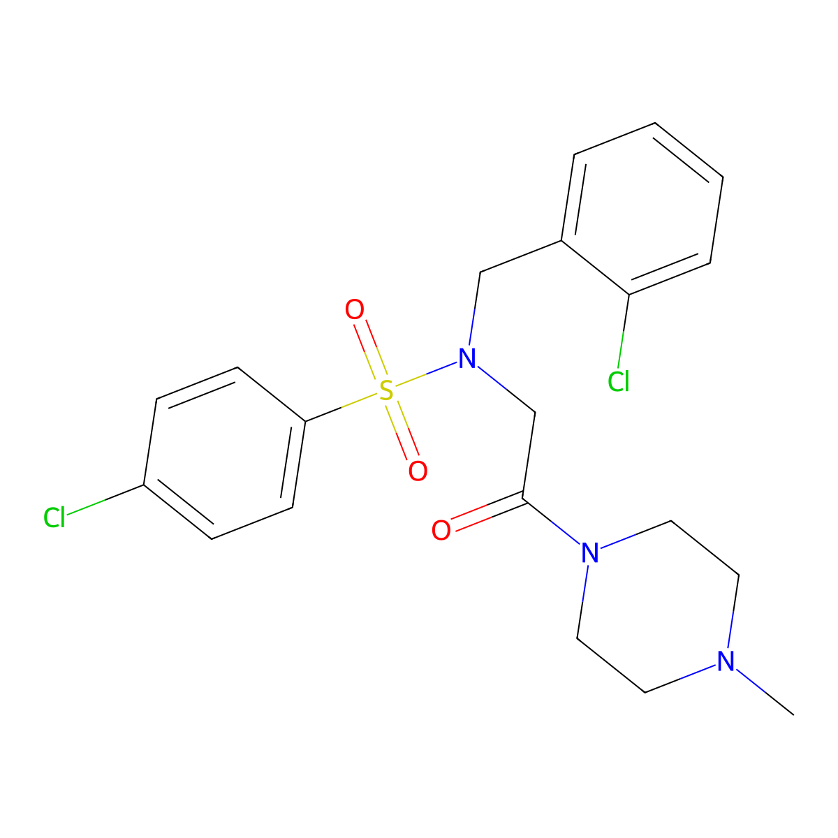 4-chloro-N-(2-chlorobenzyl)-N-[2-(4-methylpiperazin-1-yl)-2-oxoethyl]benzenesulfonamide molecular structure, CAS 431930-44-8