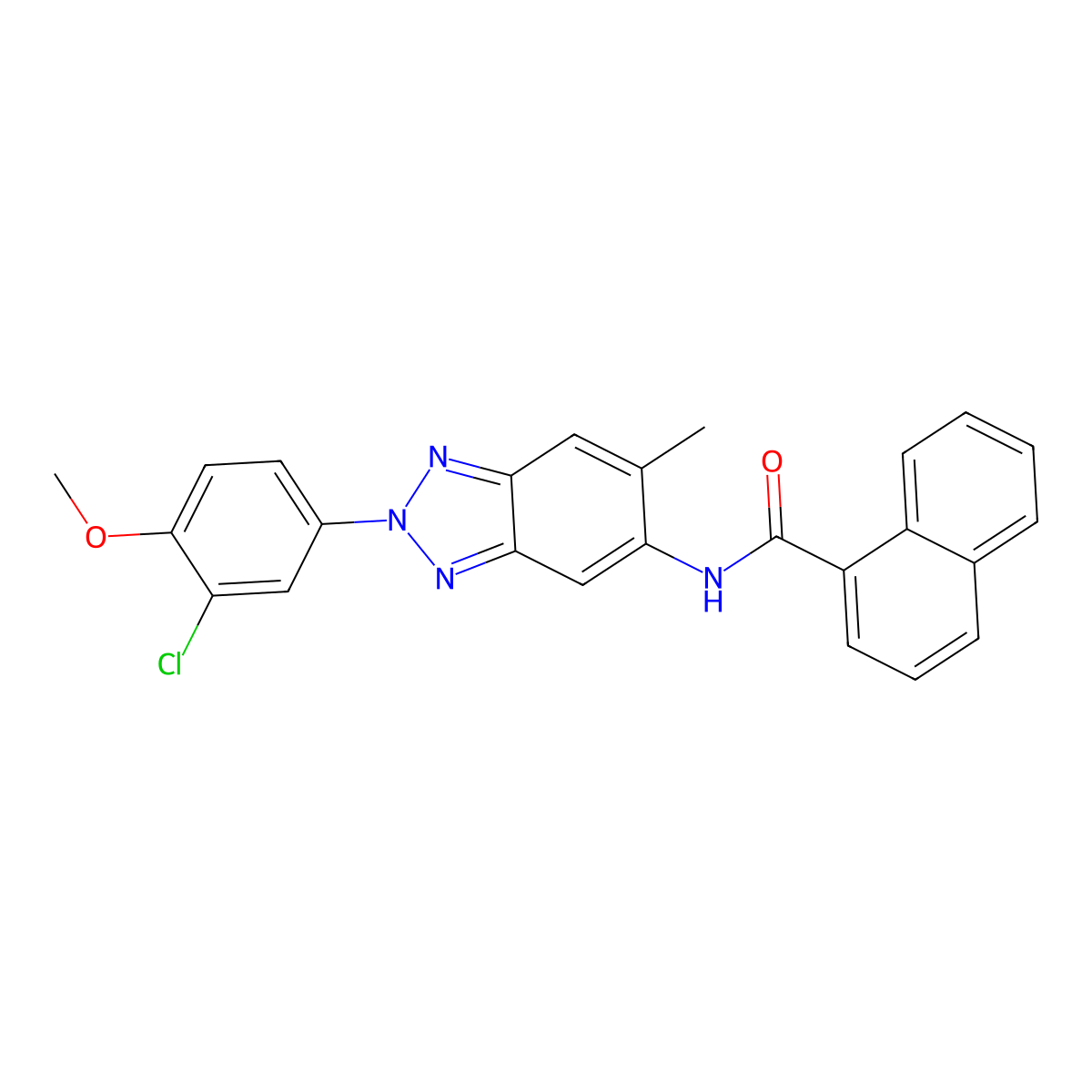 N-[2-(3-chloro-4-methoxyphenyl)-6-methylbenzotriazol-5-yl]naphthalene-1-carboxamide molecular structure, CAS 431930-47-1