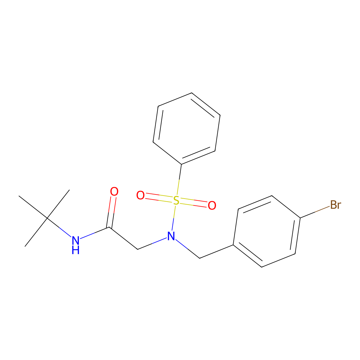 2-[benzenesulfonyl-[(4-bromophenyl)methyl]amino]-N-tert-butylacetamide molecular structure, CAS 431930-67-5