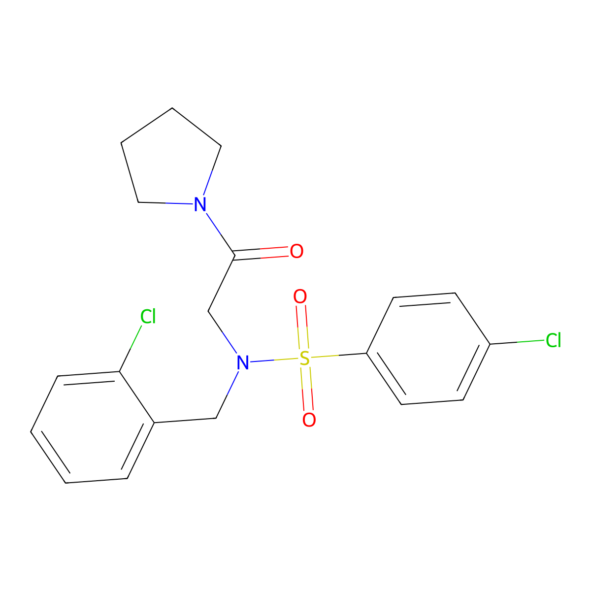 4-chloro-N-(2-chlorobenzyl)-N-[2-oxo-2-(pyrrolidin-1-yl)ethyl]benzenesulfonamide molecular structure, CAS 431930-70-0