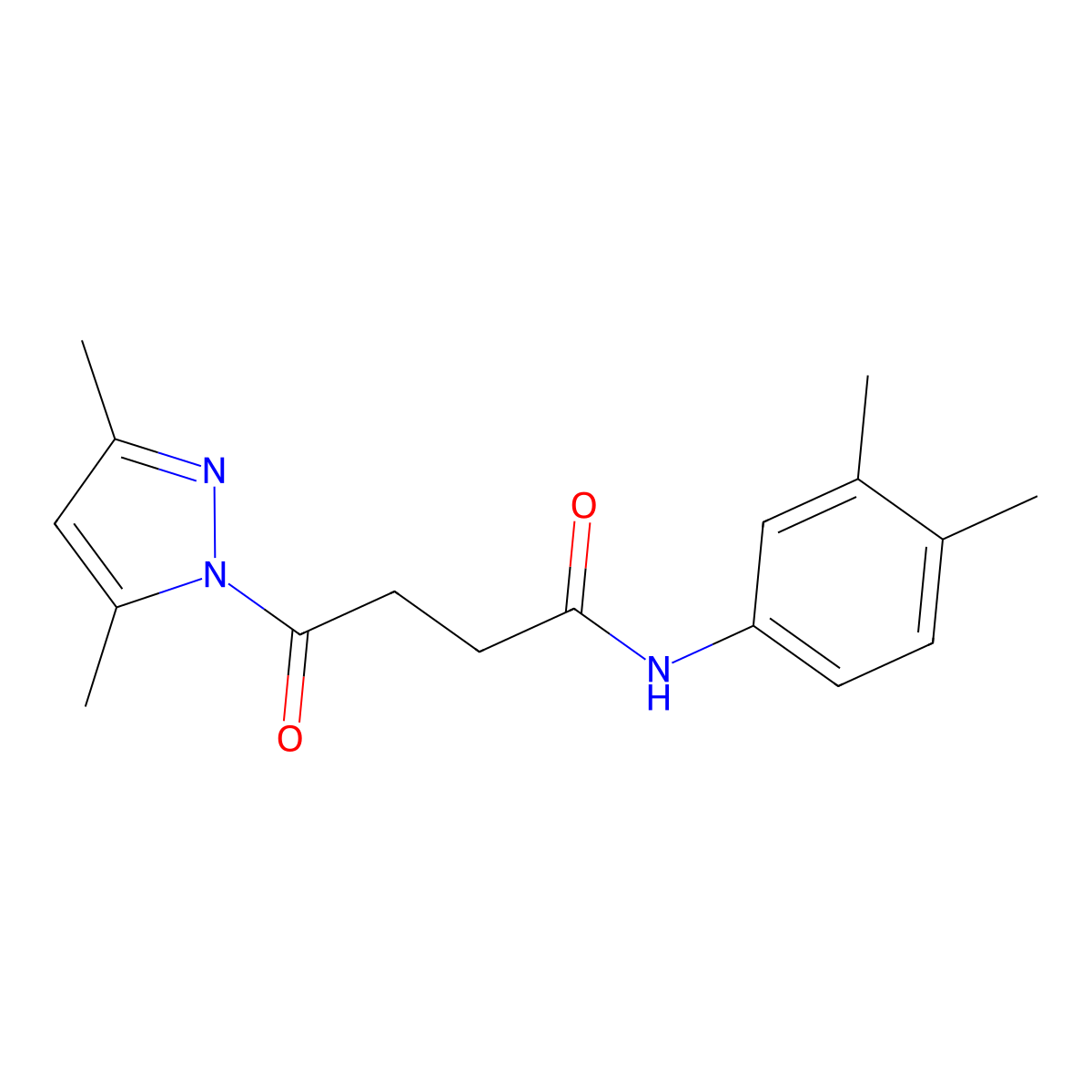 N-(3,4-dimethylphenyl)-4-(3,5-dimethylpyrazol-1-yl)-4-oxobutanamide molecular structure, CAS 431930-77-7