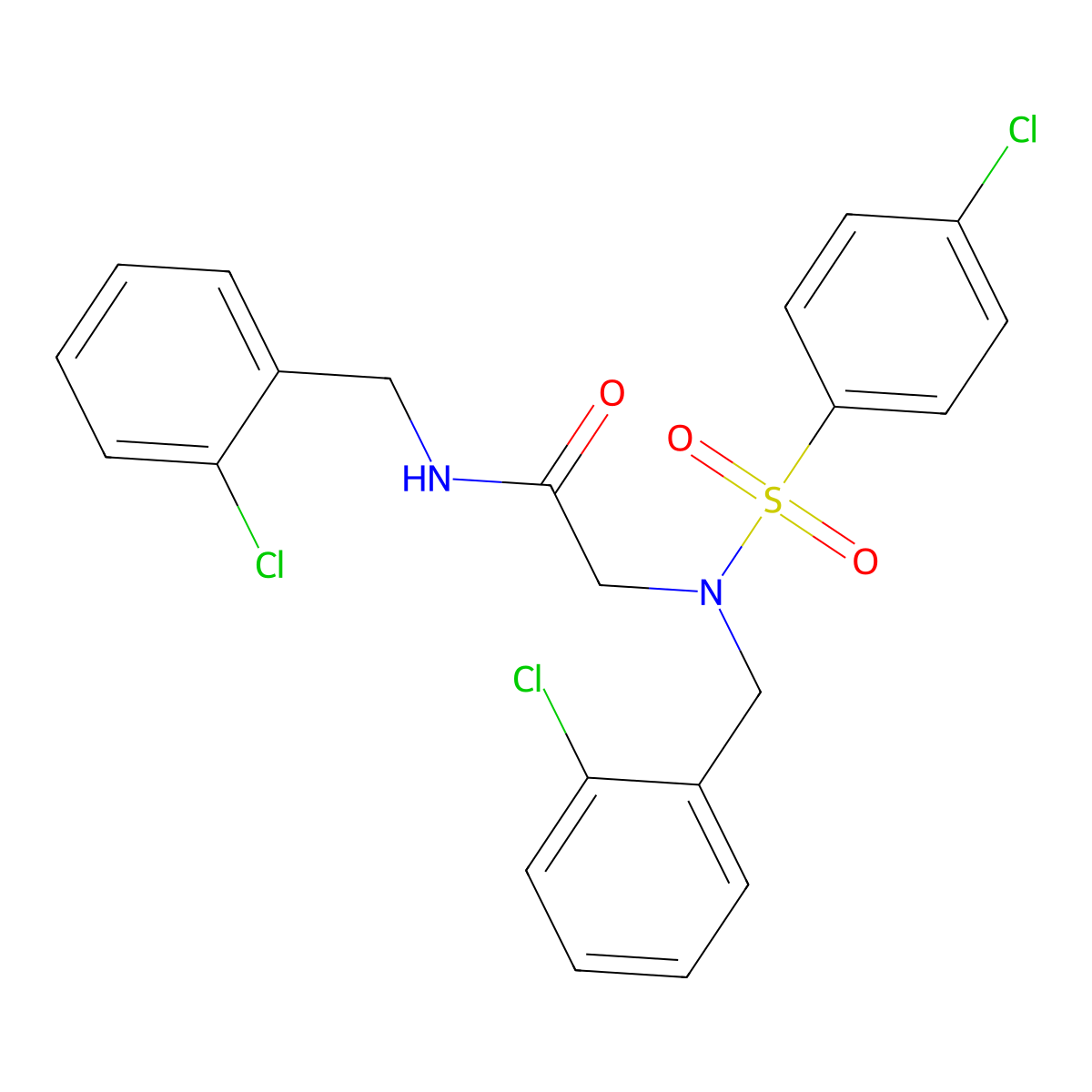 N-[(2-chlorophenyl)methyl]-2-[(2-chlorophenyl)methyl-(4-chlorophenyl)sulfonylamino]acetamide molecular structure, CAS 431930-83-5