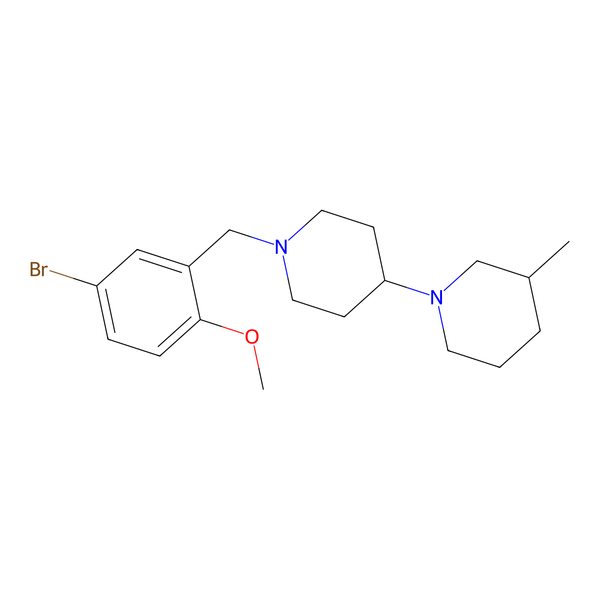 1-[(5-Bromo-2-methoxyphenyl)methyl]-4-(3-methylpiperidin-1-yl)piperidine molecular structure, CAS 431930-88-0