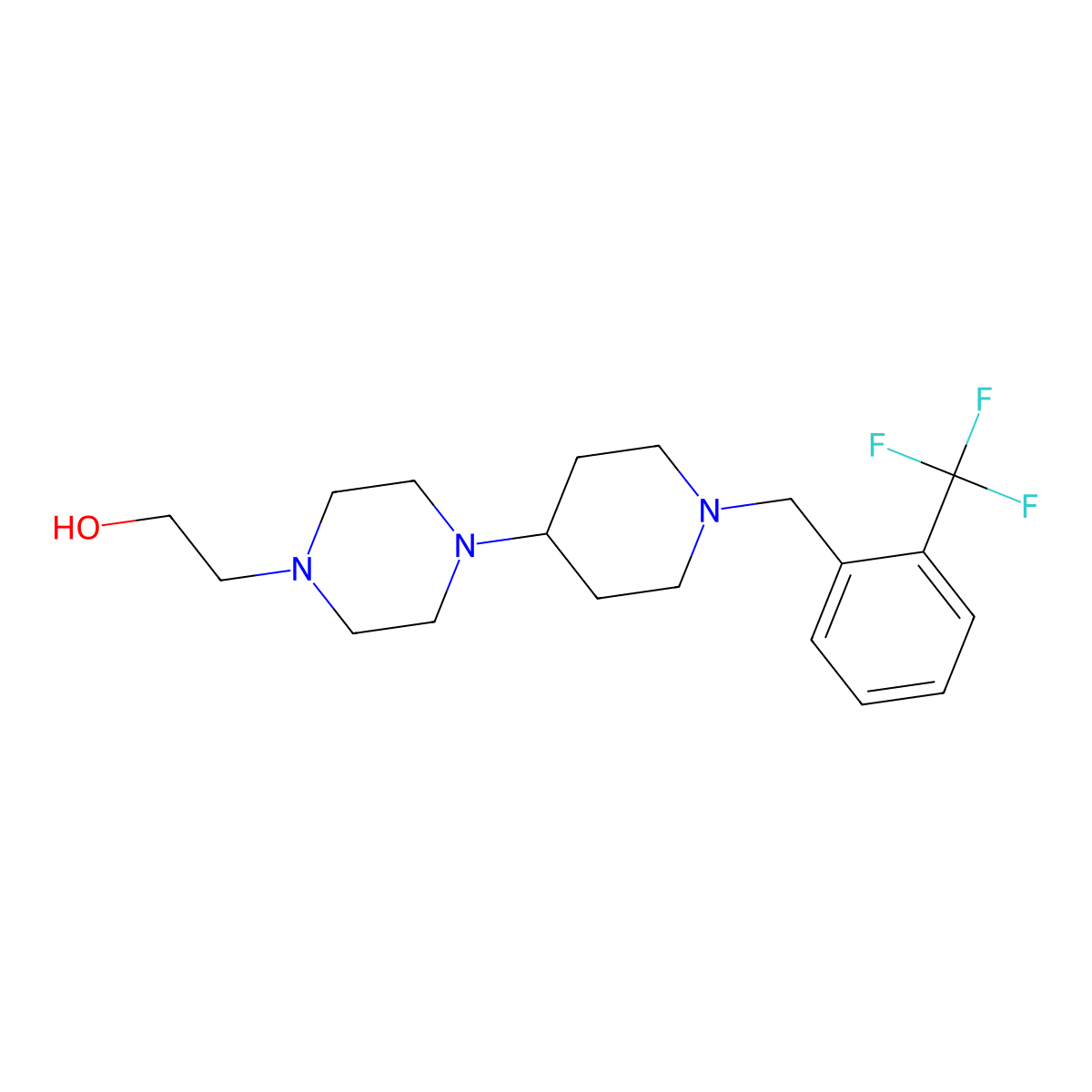 2-(4-{1-[2-(Trifluoromethyl)benzyl]piperidin-4-yl}piperazin-1-yl)ethanol molecular structure, CAS 431930-98-2