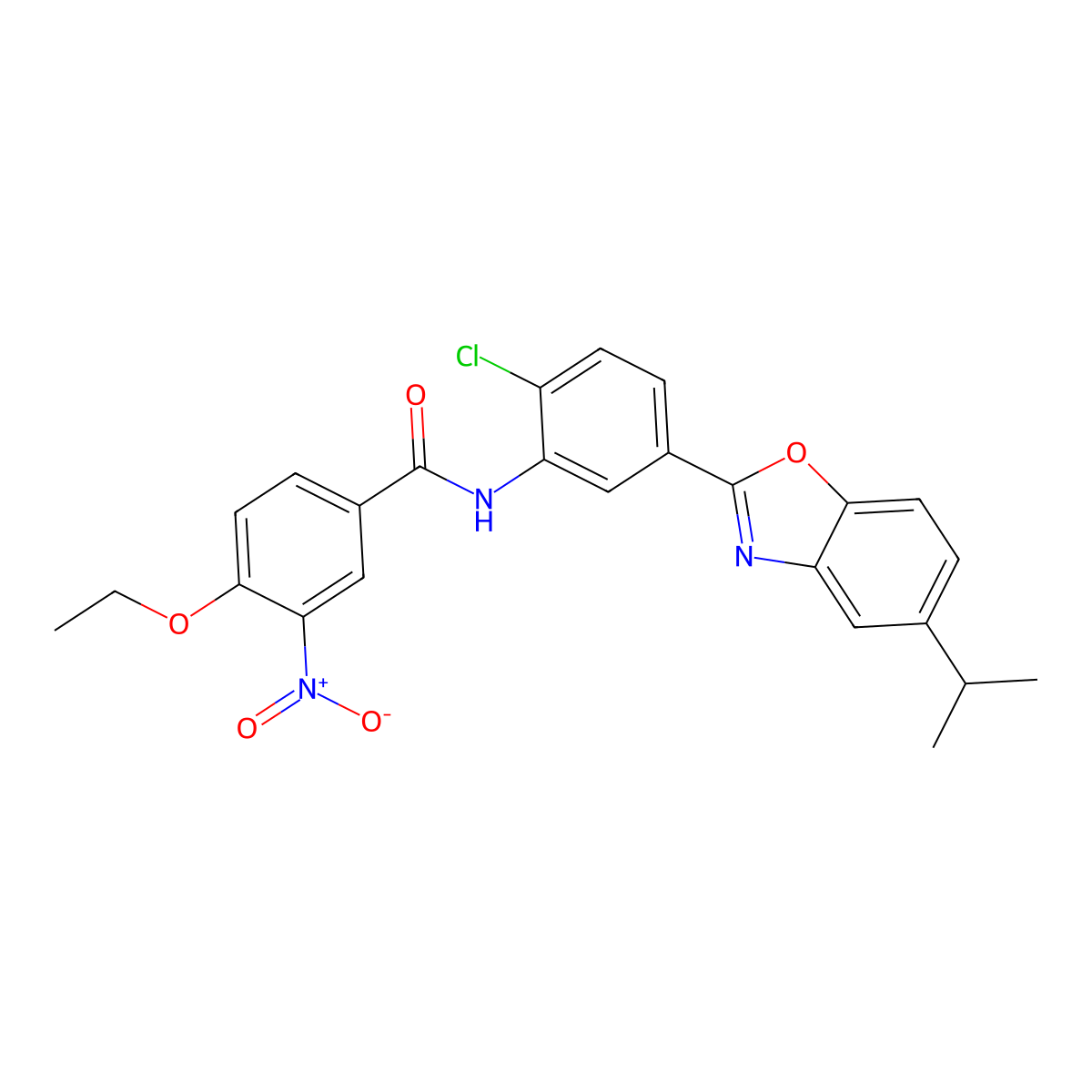 N-[2-chloro-5-(5-propan-2-yl-1,3-benzoxazol-2-yl)phenyl]-4-ethoxy-3-nitrobenzamide molecular structure, CAS 431931-18-9
