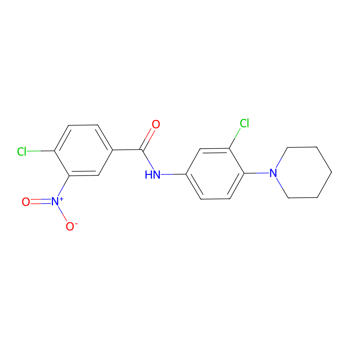 4-chloro-N-(3-chloro-4-piperidin-1-ylphenyl)-3-nitrobenzamide molecular structure, CAS 431931-22-5