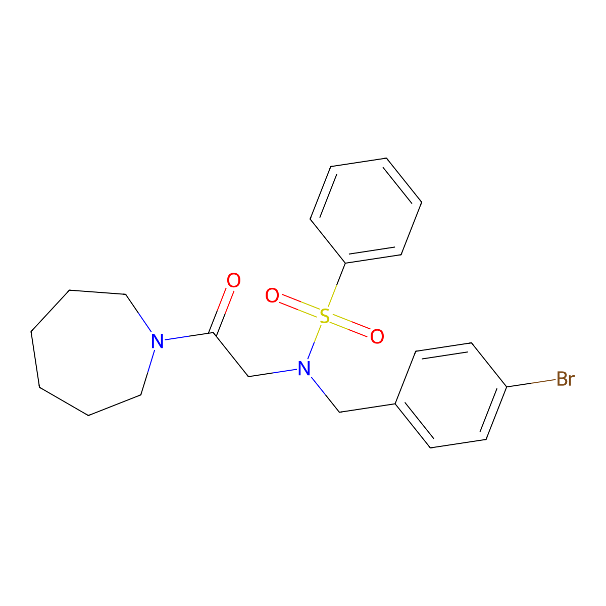 N-[2-(azepan-1-yl)-2-oxoethyl]-N-[(4-bromophenyl)methyl]benzenesulfonamide molecular structure, CAS 431931-35-0
