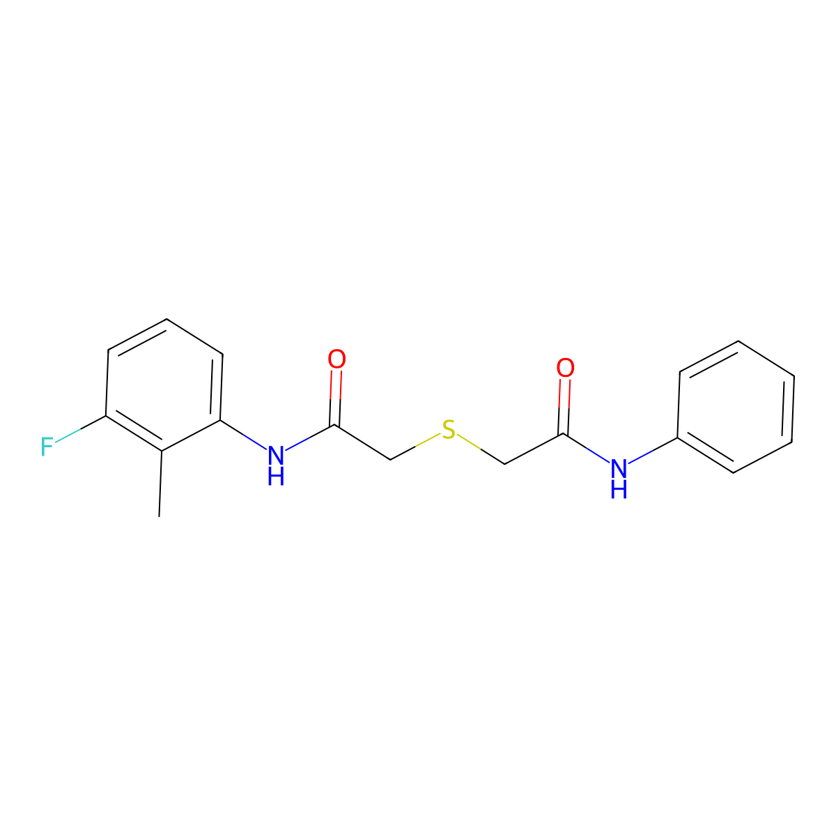2-[2-(3-fluoro-2-methylanilino)-2-oxoethyl]sulfanyl-N-phenylacetamide molecular structure, CAS 431931-49-6