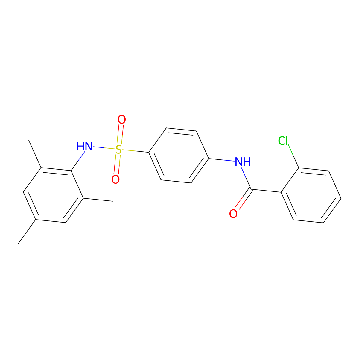 2-chloro-N-{4-[(mesitylamino)sulfonyl]phenyl}benzamide molecular structure, CAS 431931-51-0