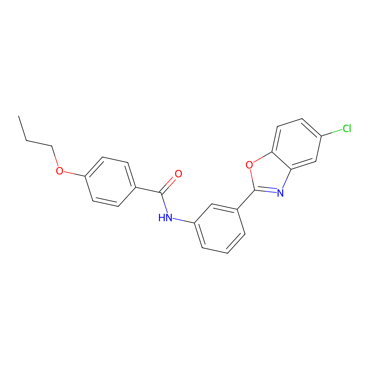 N-[3-(5-chloro-1,3-benzoxazol-2-yl)phenyl]-4-propoxybenzamide molecular structure, CAS 431931-52-1