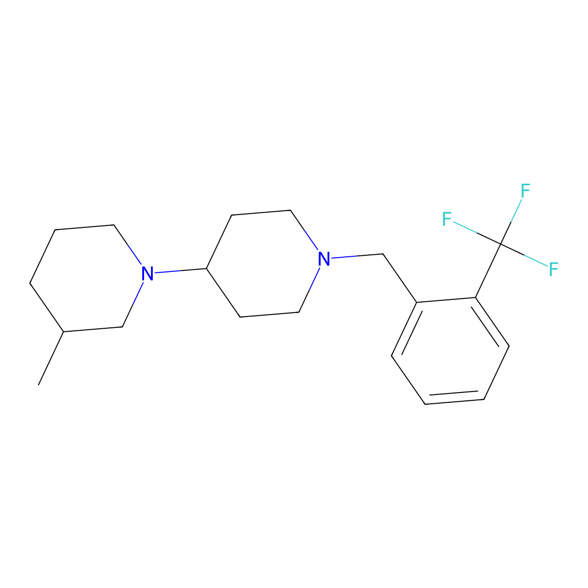 3-Methyl-1'-[2-(trifluoromethyl)benzyl]-1,4'-bipiperidine molecular structure, CAS 431931-58-7