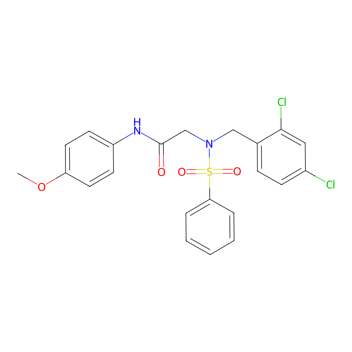 2-[benzenesulfonyl-[(2,4-dichlorophenyl)methyl]amino]-N-(4-methoxyphenyl)acetamide molecular structure, CAS 431931-66-7