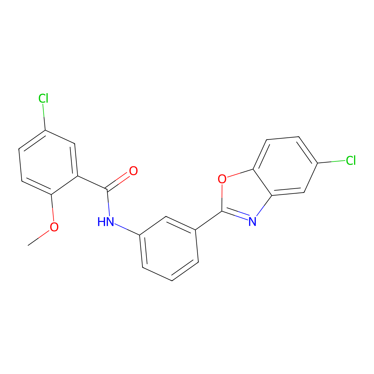 5-chloro-N-[3-(5-chloro-1,3-benzoxazol-2-yl)phenyl]-2-methoxybenzamide molecular structure, CAS 431931-80-5