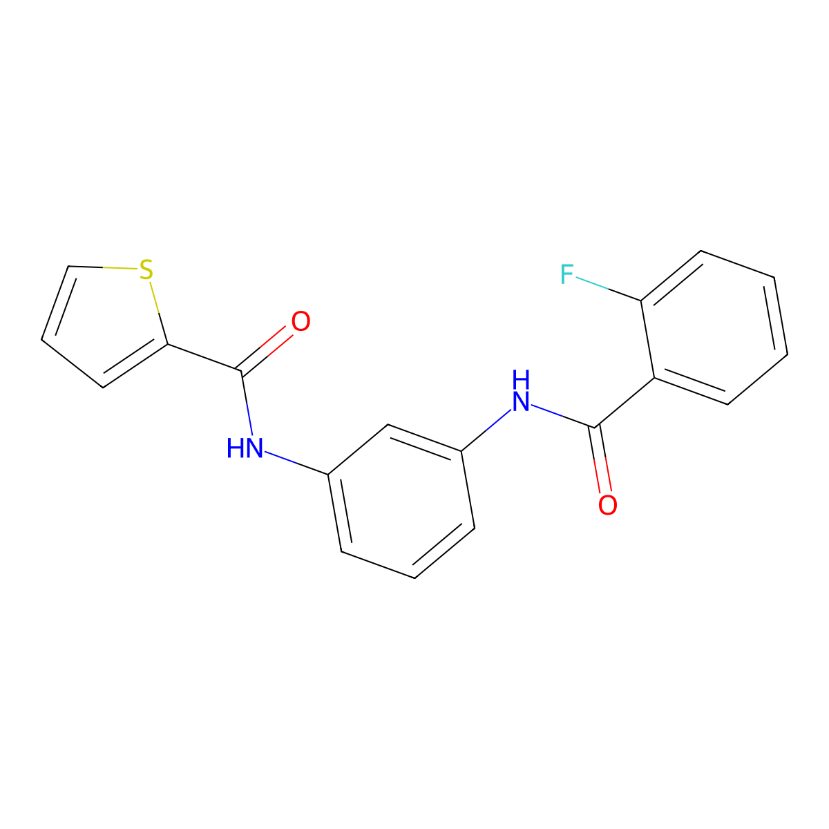 N-{3-[(2-fluorobenzoyl)amino]phenyl}-2-thiophenecarboxamide molecular structure, CAS 431931-82-7
