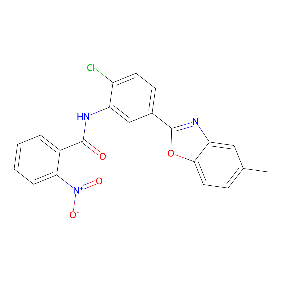 N-[2-chloro-5-(5-methyl-1,3-benzoxazol-2-yl)phenyl]-2-nitrobenzamide molecular structure, CAS 431932-04-6